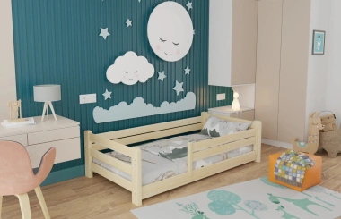 Einzelbett, Kinderbett MINI PLUS mit Bettgitter - Kubuk Moebel