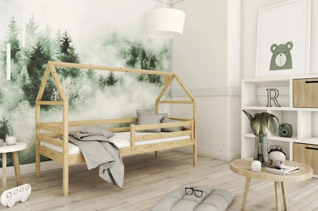 Einzelbett, Kinderbett, Hausbett ARON - Kubuk Moebel