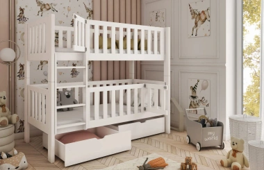 Etagenbett, Kinderbett KSAWERY mit Gittertür - Kubuk Moebel