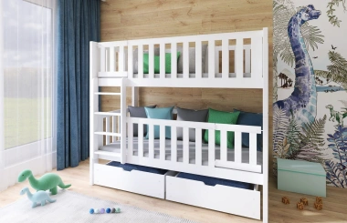 Etagenbett, Kinderbett KSAWERY mit Gittertür - Kubuk Moebel