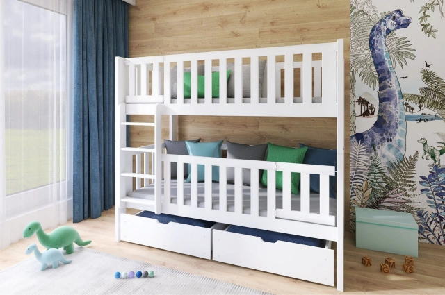 Etagenbett, Kinderbett KSAWERY mit Gittertür - Kubuk Moebel