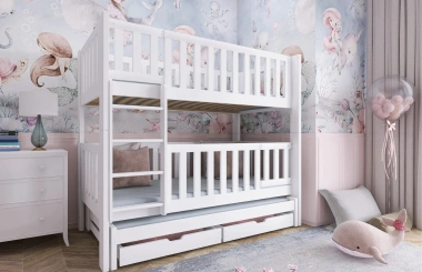 Etagenbett, Kinderbett KSAWERY mit Gittertür - Kubuk Moebel