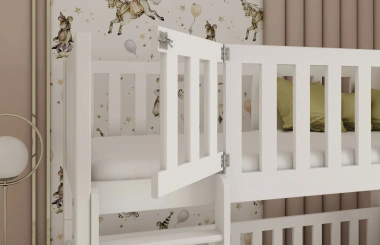 Etagenbett, Kinderbett KSAWERY mit Gittertür - Kubuk Moebel