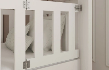 Etagenbett, Kinderbett KSAWERY mit Gittertür - Kubuk Moebel