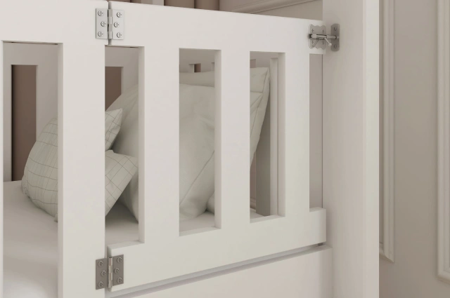 Etagenbett, Kinderbett KSAWERY mit Gittertür - Kubuk Moebel