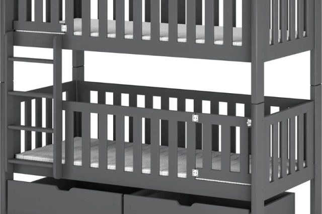 Etagenbett, Kinderbett KSAWERY mit Gittertür - Kubuk Moebel