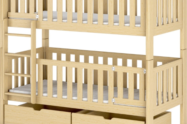 Etagenbett, Kinderbett KSAWERY mit Gittertür - Kubuk Moebel