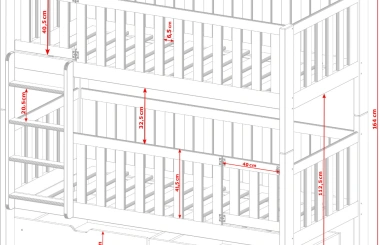 Etagenbett, Kinderbett KSAWERY mit Gittertür - Kubuk Moebel