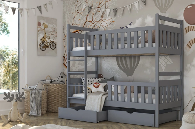 Etagenbett, Kinderbett MONIKA mit Schubladen - Kubuk Moebel