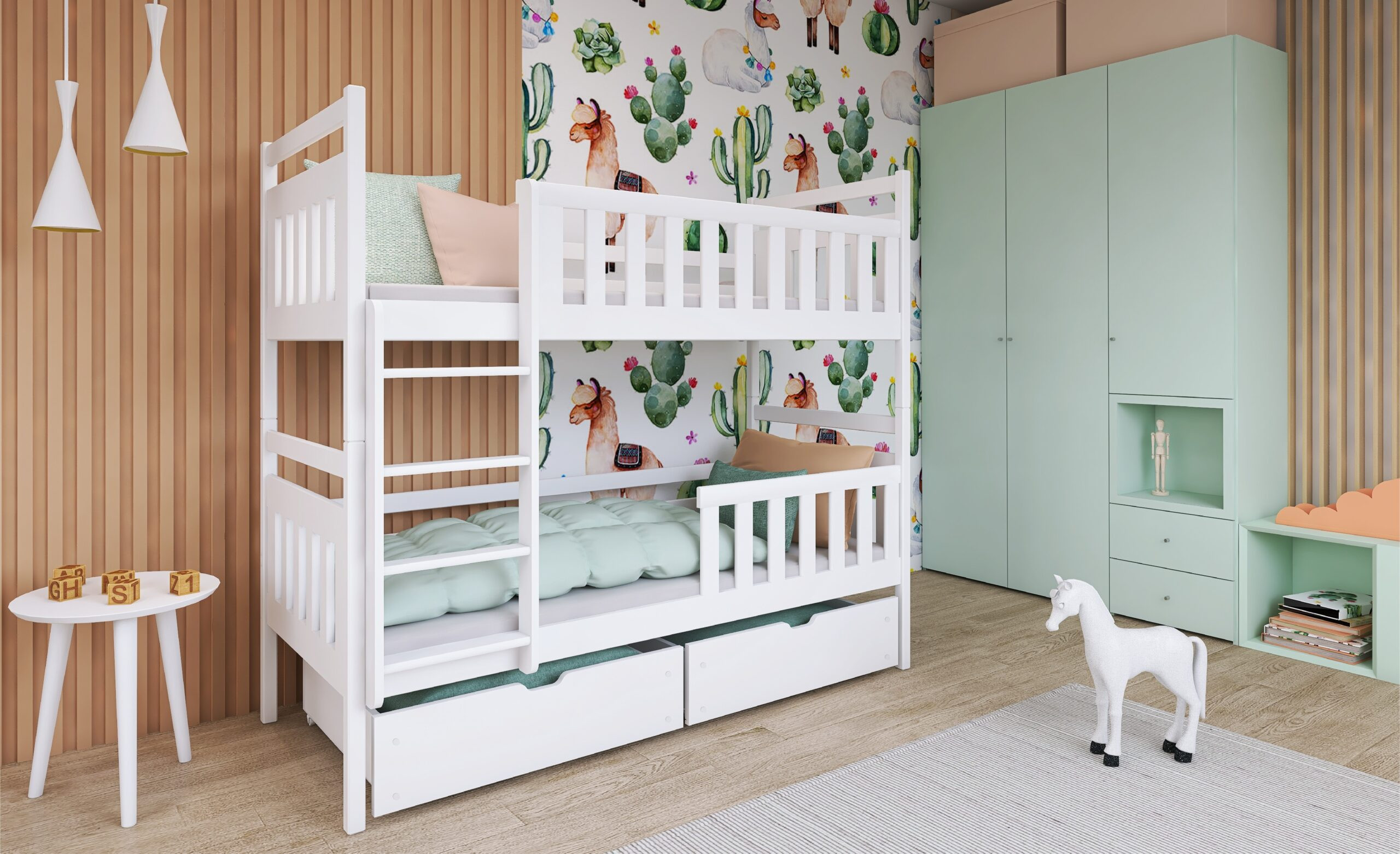 Etagenbett, Kinderbett MONIKA mit Schubladen - Kubuk Moebel