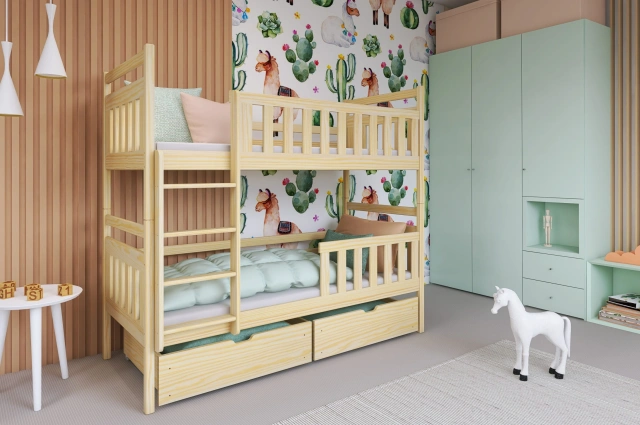 Etagenbett, Kinderbett MONIKA mit Schubladen - Kubuk Moebel