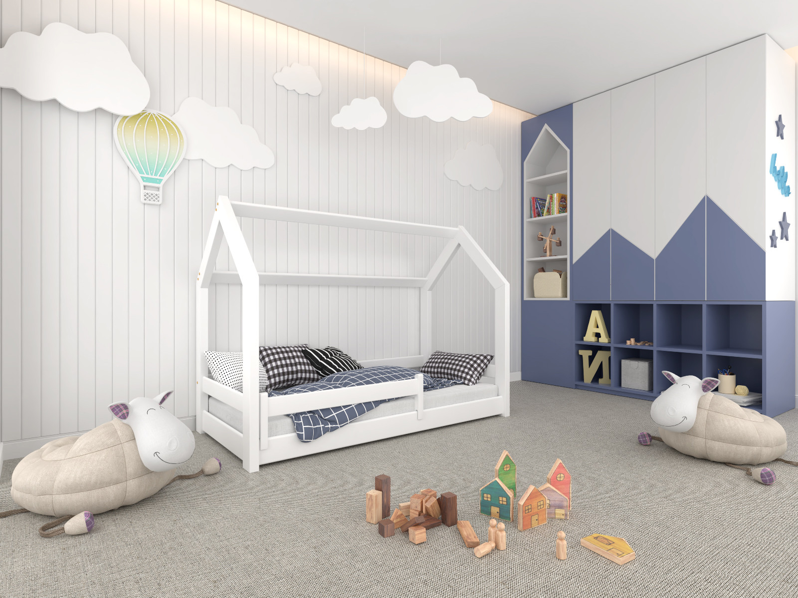 Einzelbett, Kinderbett, Hausbett MINI HAUSE - Kubuk Moebel