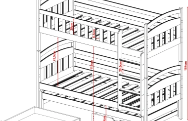 Etagenbett, Kinderbett BLANKA mit Schubladen - Kubuk Moebel Etagenbett, Kinderbett BLANKA mit Schubladen - Kubuk Moebel