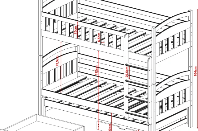 Etagenbett, Kinderbett BLANKA mit Schubladen - Kubuk Moebel Etagenbett, Kinderbett BLANKA mit Schubladen - Kubuk Moebel