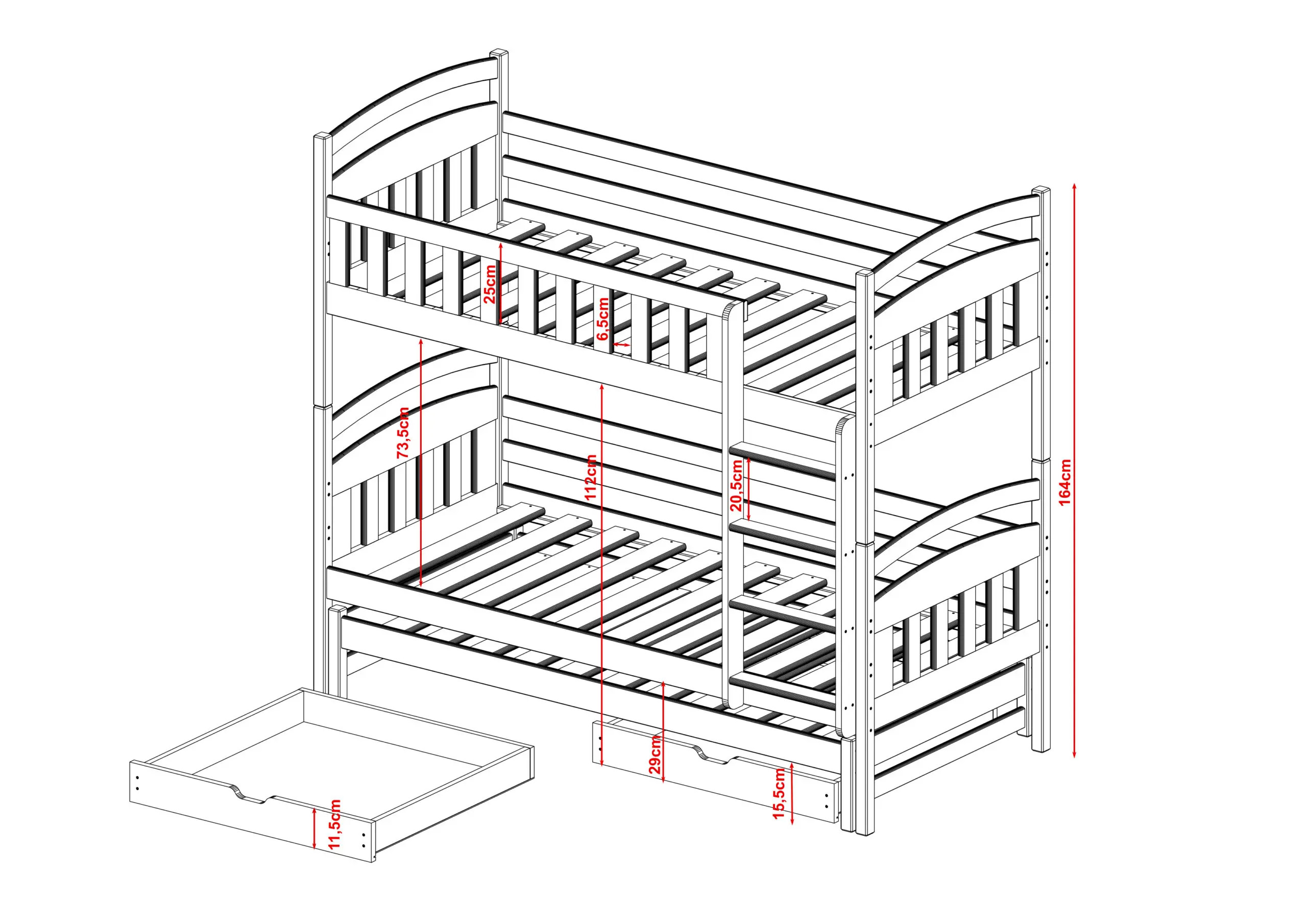 Etagenbett, Kinderbett BLANKA mit Schubladen - Kubuk Moebel Etagenbett, Kinderbett BLANKA mit Schubladen - Kubuk Moebel