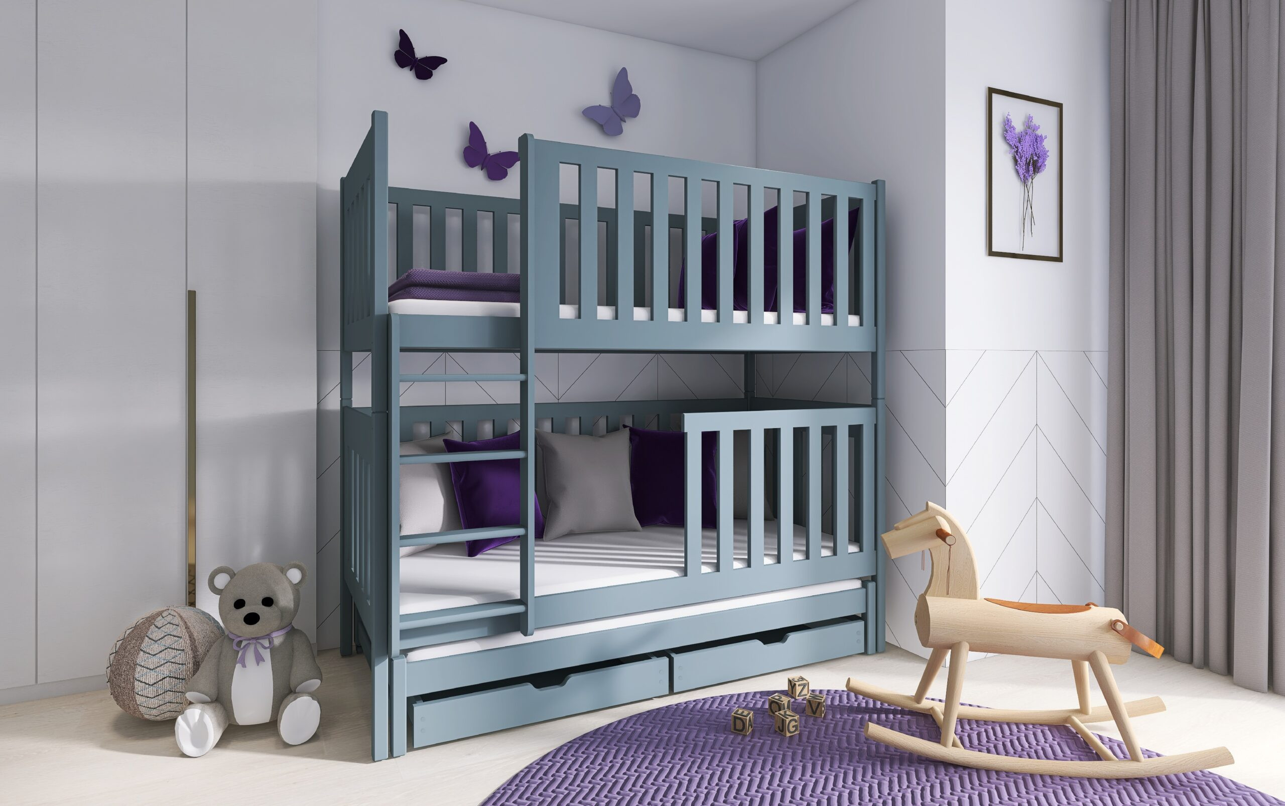 Etagenbett, Kinderbett EMILKA mit Schubladen - Kubuk Moebel