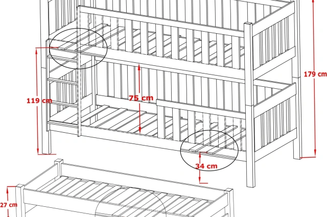 Etagenbett, Kinderbett EMILKA mit Schubladen - Kubuk Moebel
