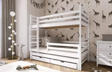 Etagenbett LUK 90x200 Weiß mit Schubladen SOFORTLIEFERUNG - Kubuk Moebel