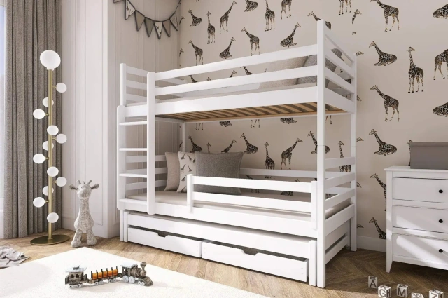 Etagenbett LUK 90x200 Weiß mit Schubladen SOFORTLIEFERUNG - Kubuk Moebel Etagenbett LUK 90x200 Weiß mit Schubladen SOFORTLIEFERUNG - Kubuk Moebel