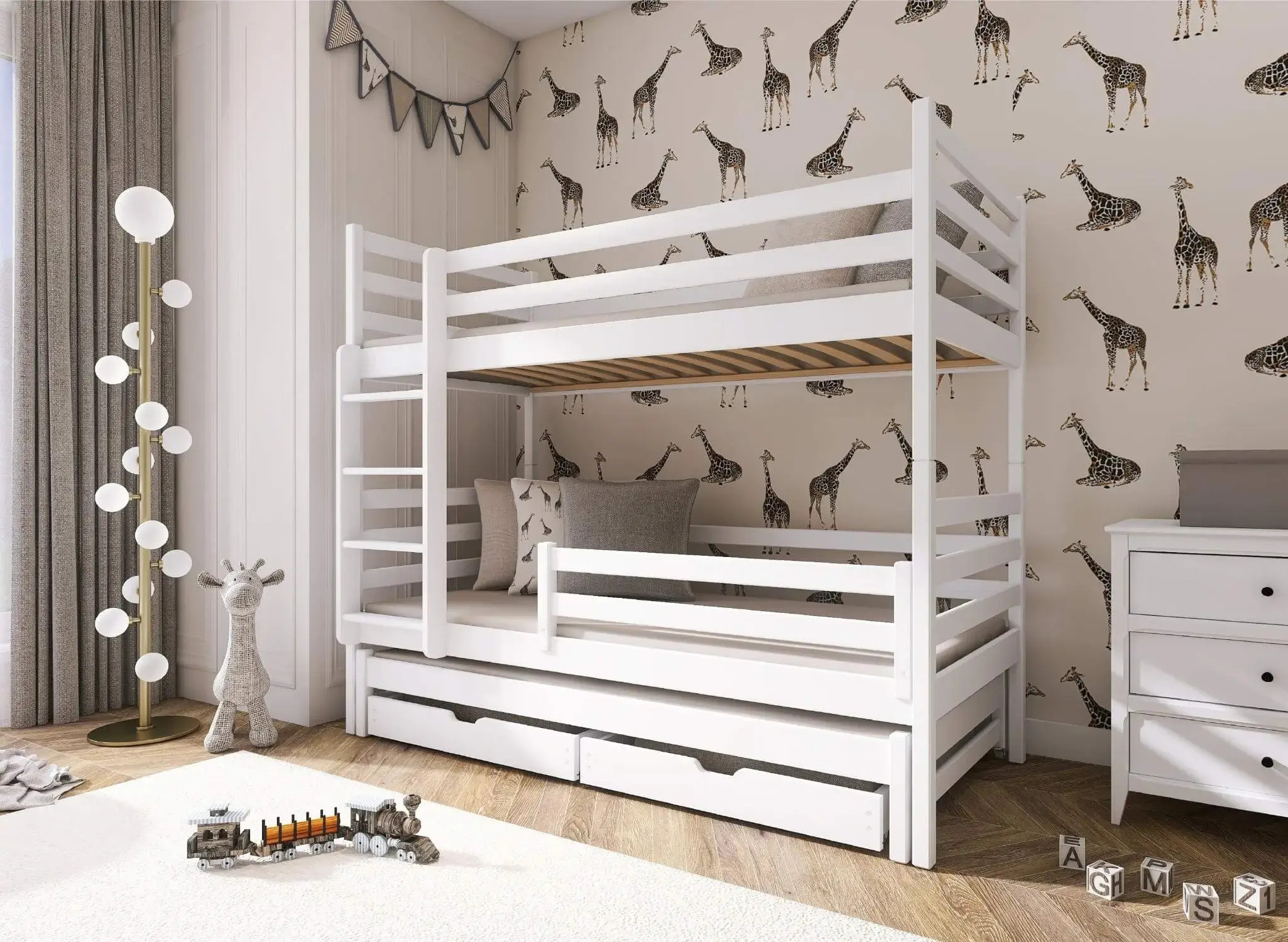 Etagenbett LUK 90x200 Weiß mit Schubladen SOFORTLIEFERUNG - Kubuk Moebel Etagenbett LUK 90x200 Weiß mit Schubladen SOFORTLIEFERUNG - Kubuk Moebel