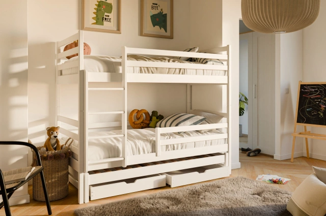 Etagenbett LUK 90x200 Weiß mit Schubladen SOFORTLIEFERUNG - Kubuk Moebel Etagenbett LUK 90x200 Weiß mit Schubladen SOFORTLIEFERUNG - Kubuk Moebel