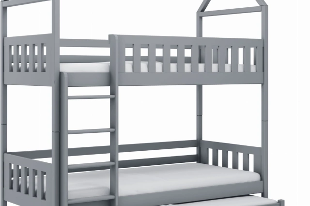 Etagenbett, Kinderbett MAJA mit Dach und Schubladen - Kubuk Moebel