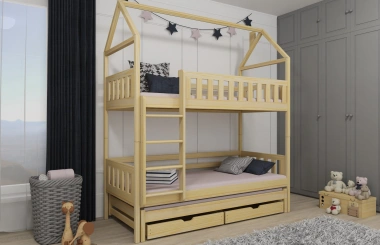 Etagenbett, Kinderbett MAJA mit Dach und Schubladen - Kubuk Moebel