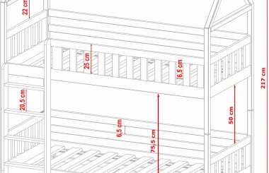 Etagenbett, Kinderbett MAJA mit Dach und Schubladen - Kubuk Moebel