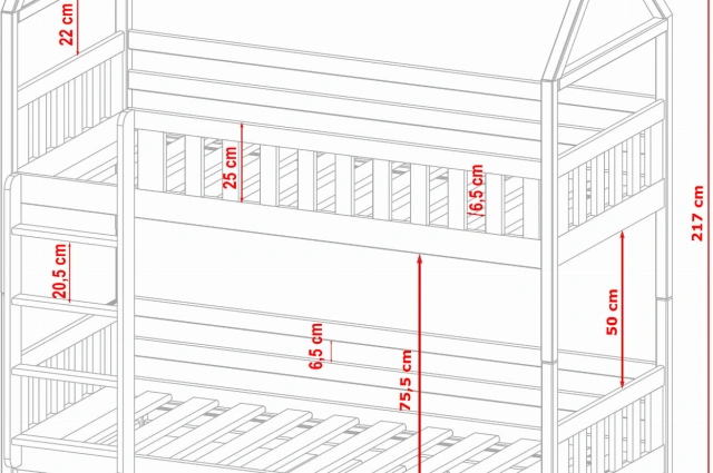 Etagenbett, Kinderbett MAJA mit Dach und Schubladen - Kubuk Moebel