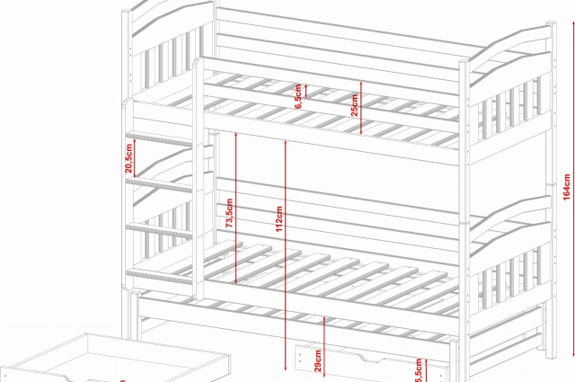Etagenbett, Kinderbett ALAN - Kubuk Moebel