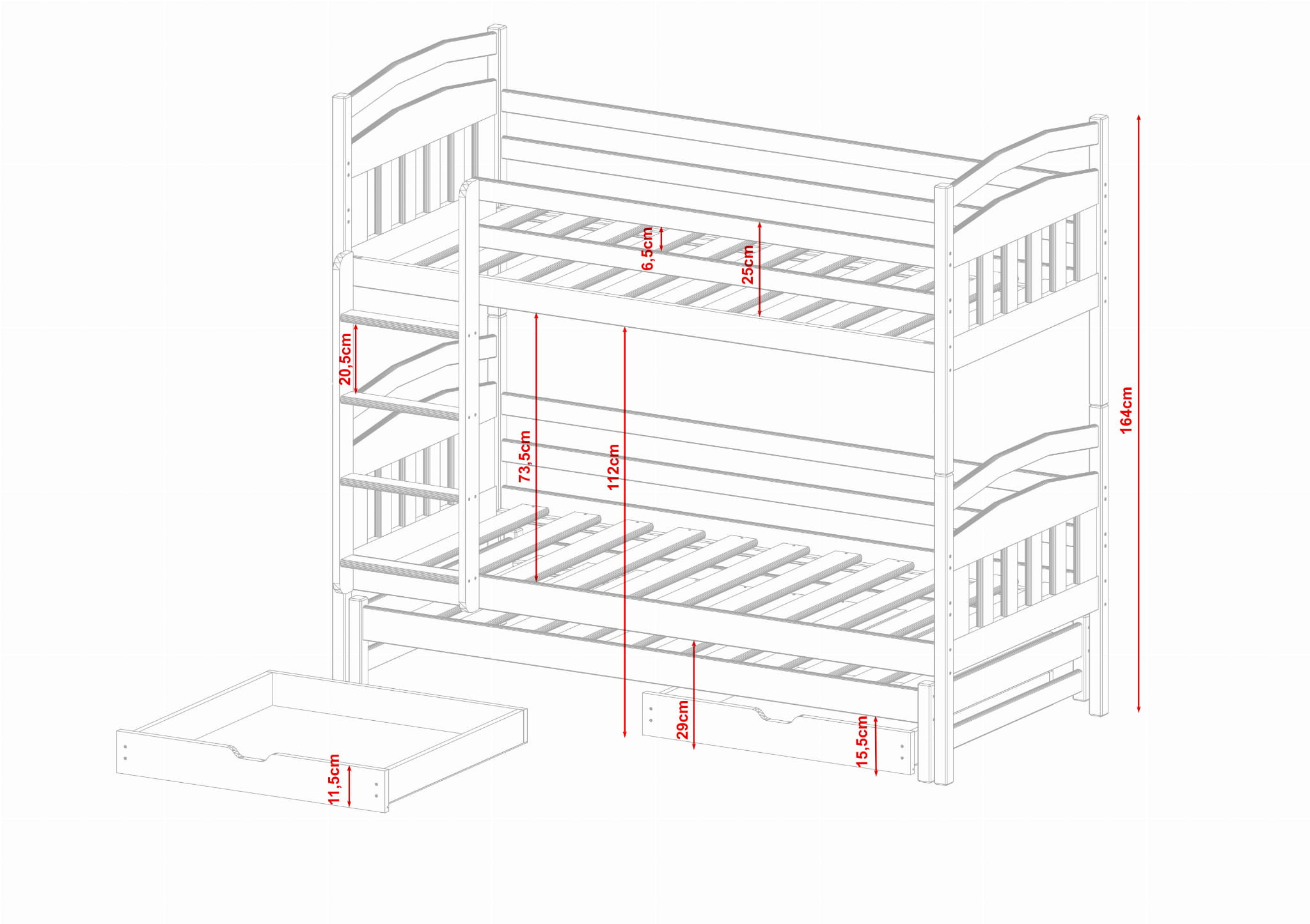 Etagenbett, Kinderbett ALAN - Kubuk Moebel