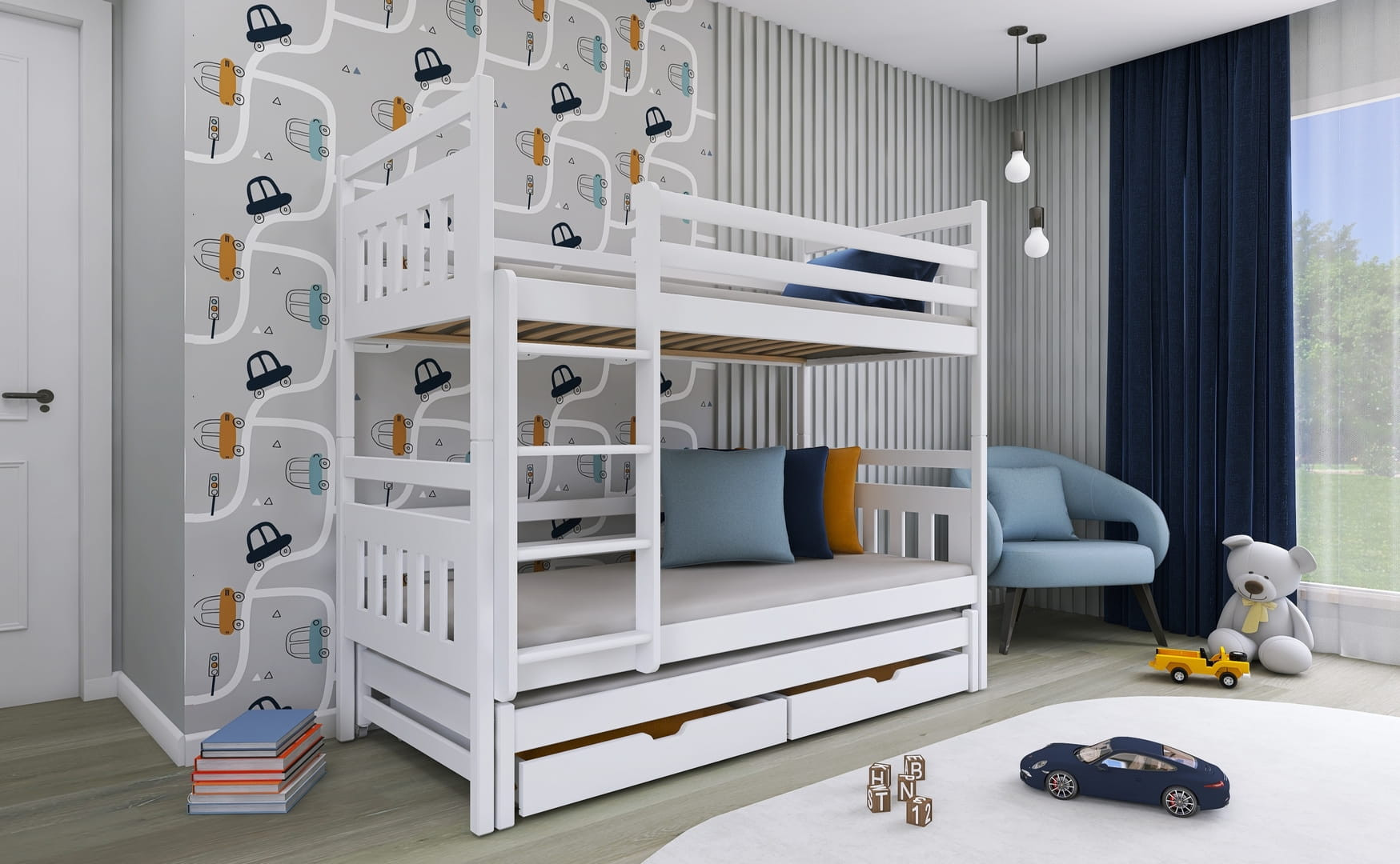 Etagenbett, Kinderbett SEWERYN - Kubuk Moebel