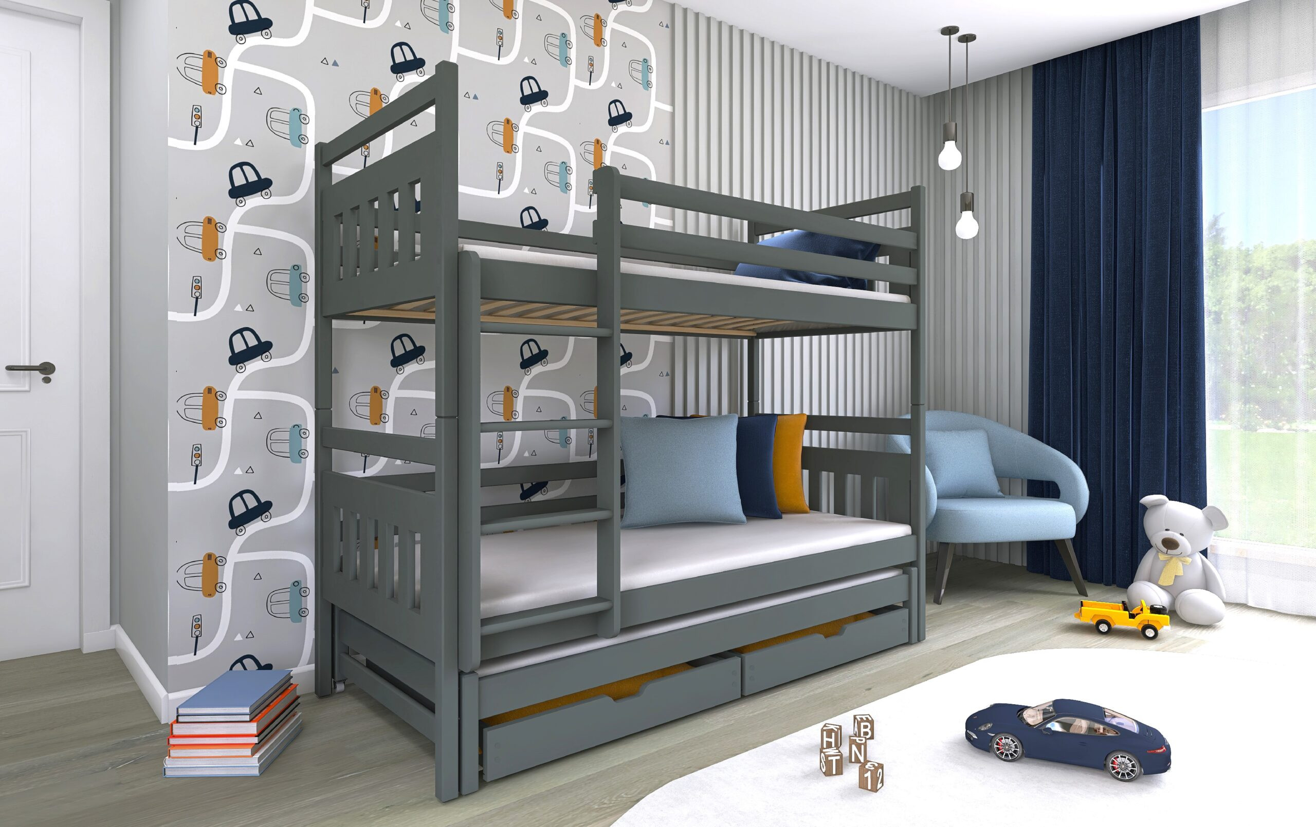 Etagenbett, Kinderbett SEWERYN - Kubuk Moebel