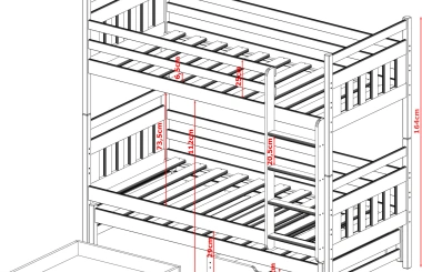 Etagenbett, Kinderbett SEWERYN - Kubuk Moebel