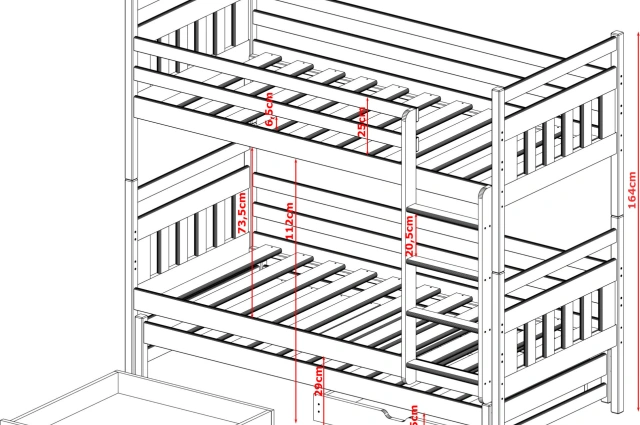 Etagenbett, Kinderbett SEWERYN - Kubuk Moebel