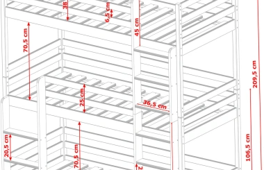 Etagenbett, Kinderbett TED - Kubuk Moebel