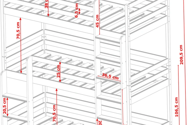 Etagenbett, Kinderbett TED - Kubuk Moebel