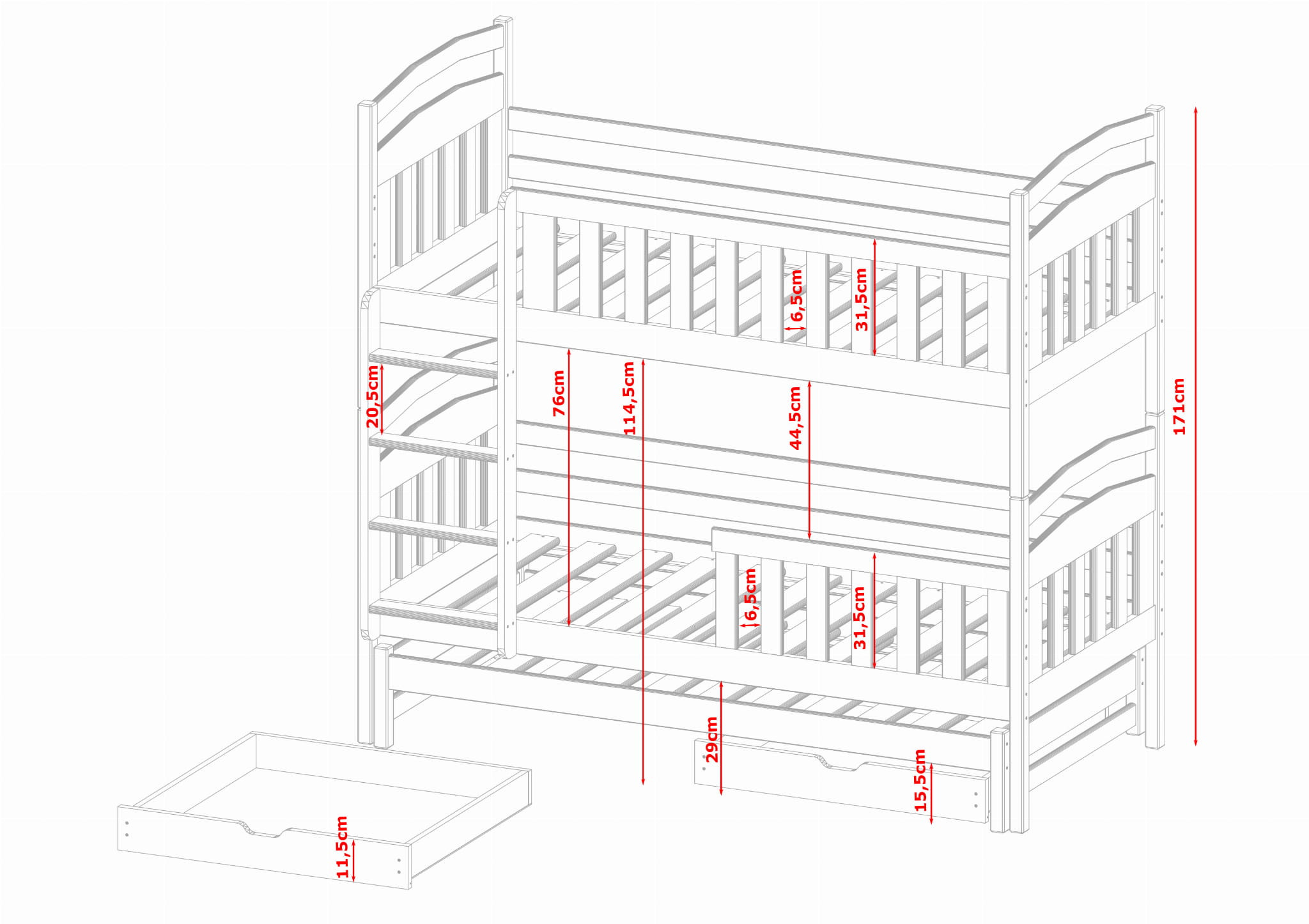 Etagenbett, Kinderbett VIKI - Kubuk Moebel Etagenbett, Kinderbett VIKI - Kubuk Moebel