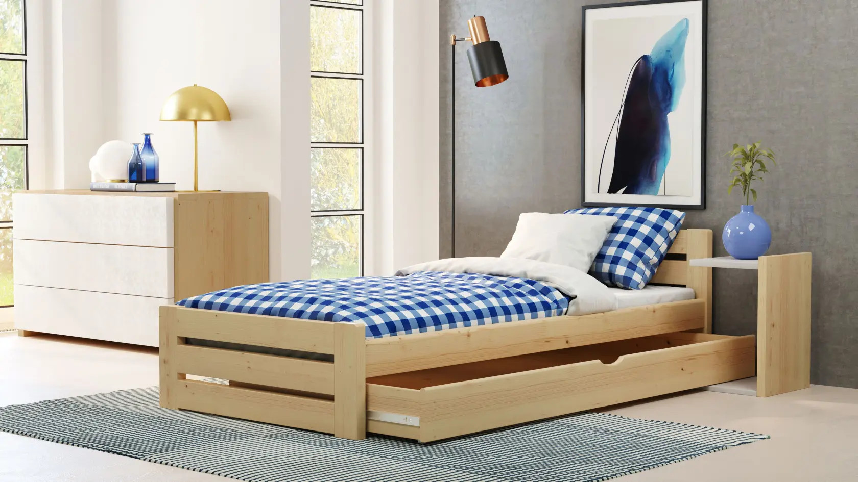 Einzelbett, Ausziehbett, Kinderbett aus massivem Fichtenholz DREAM - Kubuk Moebel Einzelbett, Ausziehbett, Kinderbett aus massivem Fichtenholz DREAM - Kubuk Moebel