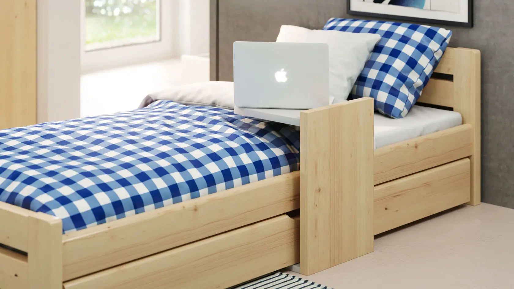 Einzelbett, Ausziehbett, Kinderbett aus massivem Fichtenholz DREAM - Kubuk Moebel Einzelbett, Ausziehbett, Kinderbett aus massivem Fichtenholz DREAM - Kubuk Moebel