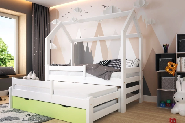 Hausbett, Ausziehbett, Kinderbett DUOMI PLUS HAUSE - Kubuk Moebel
