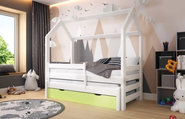 Hausbett, Ausziehbett, Kinderbett DUOMI PLUS HAUSE - Kubuk Moebel