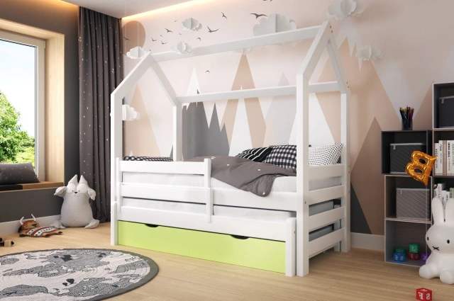 Hausbett, Ausziehbett, Kinderbett DUOMI PLUS HAUSE - Kubuk Moebel