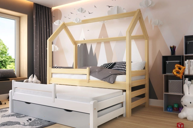 Hausbett, Ausziehbett, Kinderbett DUOMI PLUS HAUSE - Kubuk Moebel