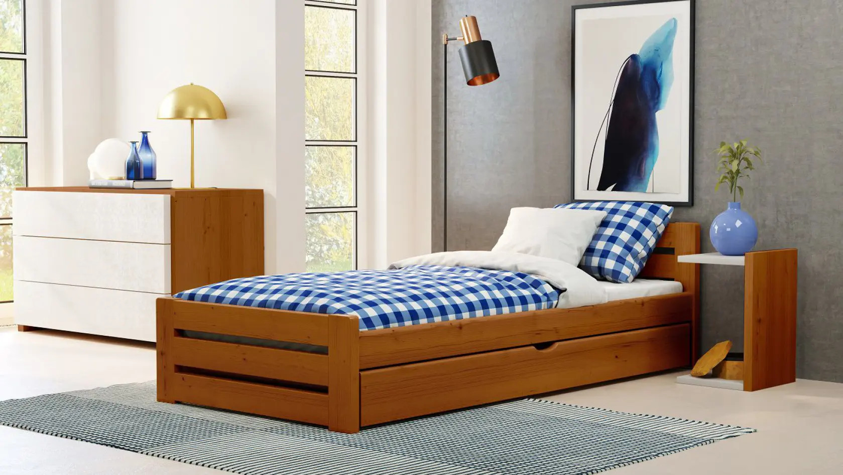 Einzelbett, Ausziehbett, Kinderbett aus massivem Fichtenholz DREAM - Kubuk Moebel Einzelbett, Ausziehbett, Kinderbett aus massivem Fichtenholz DREAM - Kubuk Moebel