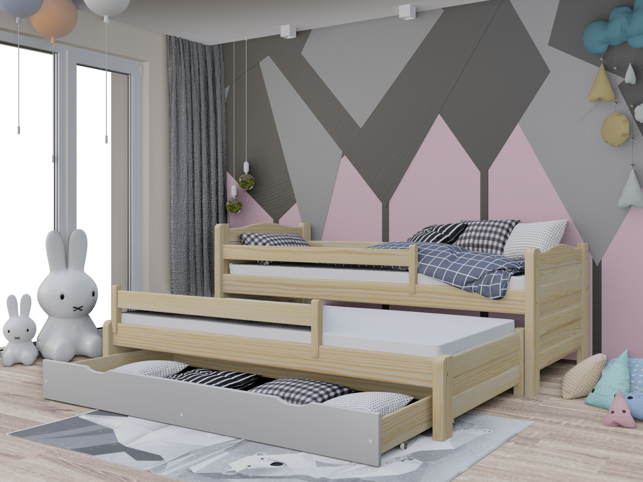 Ausziehbett, Kinderbett, Doppelbett DUO PLUS - Kubuk Moebel