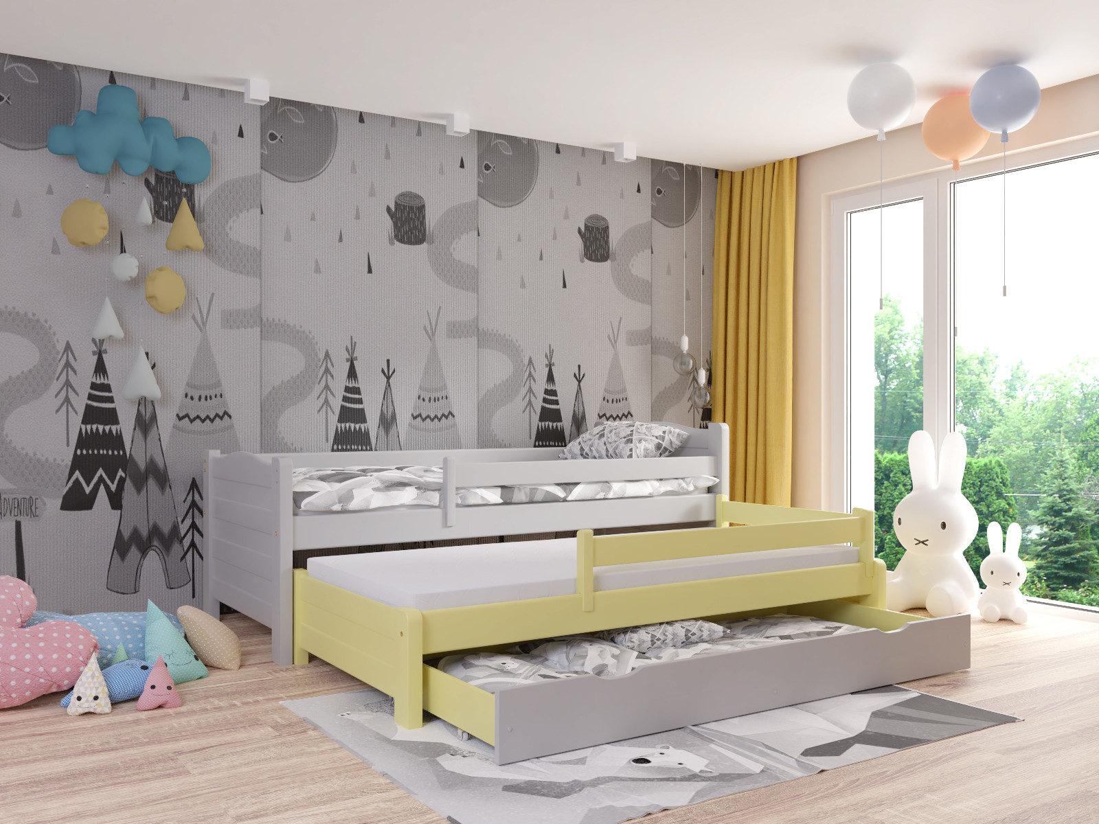 Ausziehbett, Kinderbett, Doppelbett DUO PLUS - Kubuk Moebel