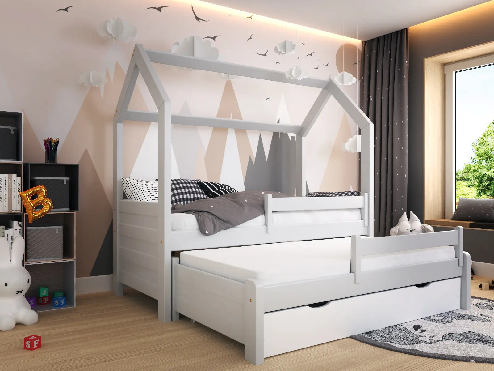 Hausbett, Ausziehbett, Kinderbett DUO PLUS HAUSE - Kubuk Moebel