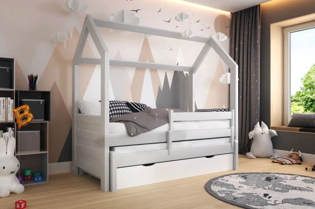 Hausbett, Ausziehbett, Kinderbett DUO PLUS HAUSE - Kubuk Moebel