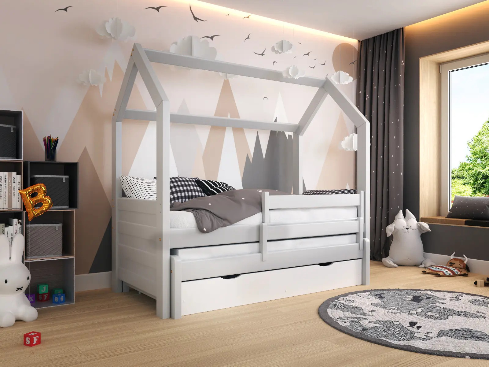 Hausbett, Ausziehbett, Kinderbett DUO PLUS HAUSE - Kubuk Moebel